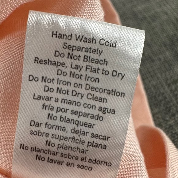 Venus Peachy Pink Top Embroidered Long Sleeve Boho Loose Fit Pleated Small - Picture 10 of 16